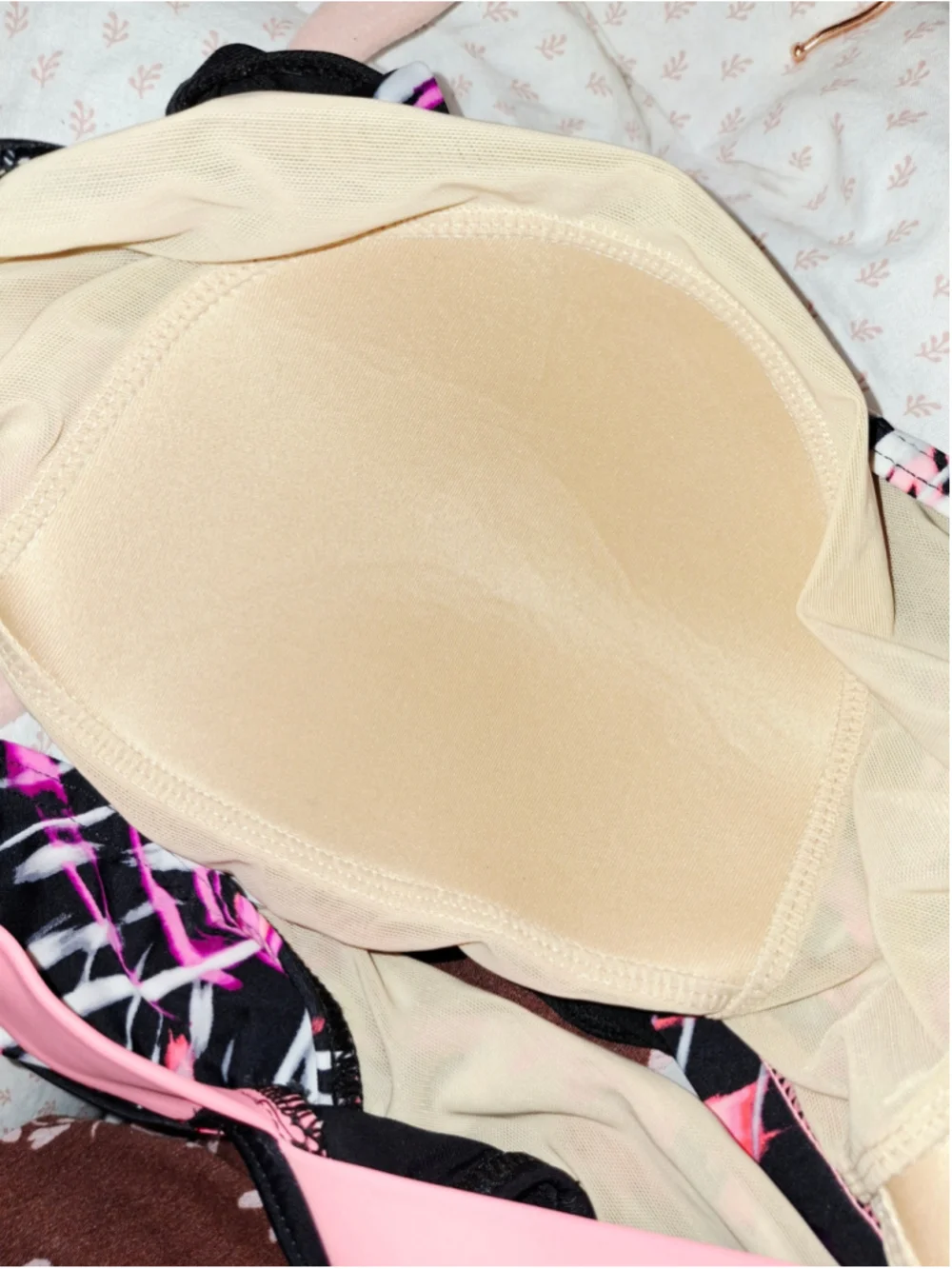 Zeroxposur Swim Tankini Top Size M Black Pink padded beachwear resortcore